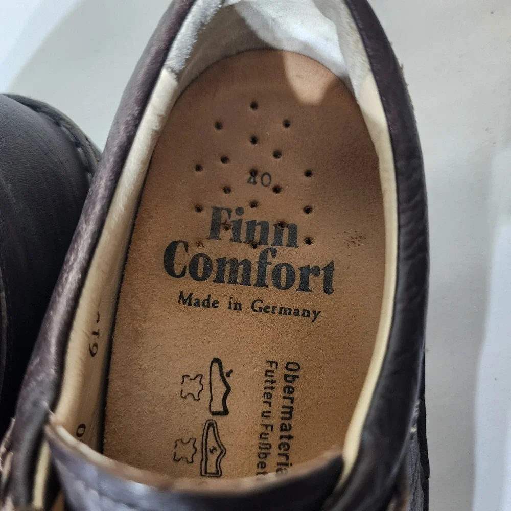 Finn Comfort Vaasa 1000 Dark Brown Leather Lace Up Oxfords Shoes Mens 40 EU